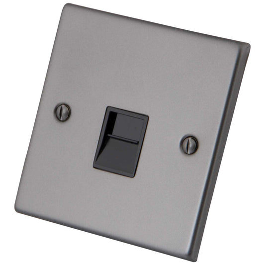 M2 Decorative 1 Gang Master Telephone Socket Black Insert Gunmetal