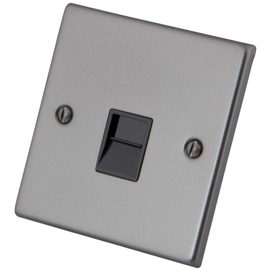 M2 Decorative 1 Gang Secondary Telephone Socket Black Insert Gunmetal