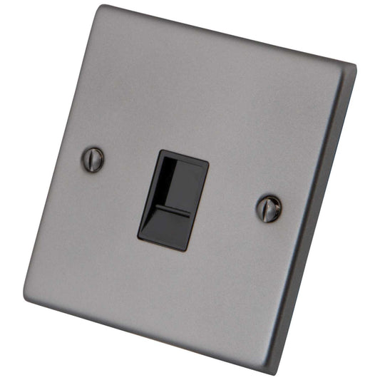 M2 Decorative 1 Gang CAT5E Data Outlet Black Insert Gunmetal