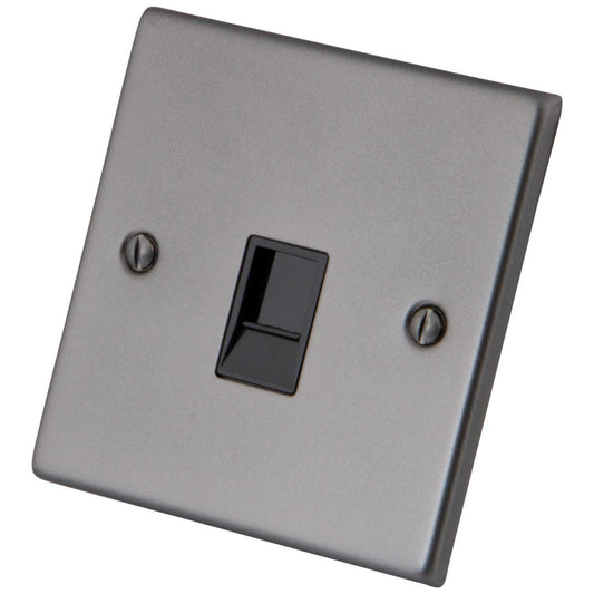 M2 Decorative 1 Gang RJ11 Telephone Socket Black Insert Gunmetal
