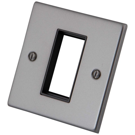 M2 Decorative 1 Gang 1 Euro Module Front Plate Black Insert Gunmetal