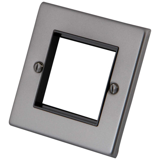 M2 Decorative 1 Gang 2 Euro Module Front Plate Black Insert Gunmetal