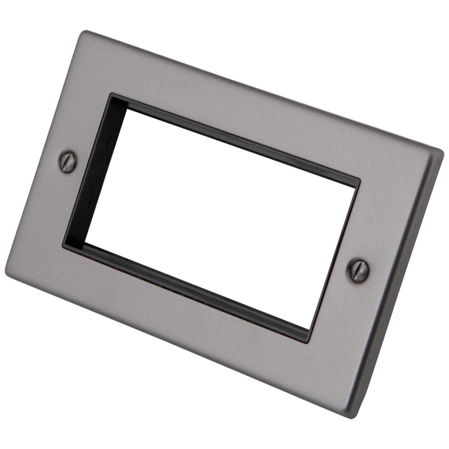 M2 Decorative 2 Gang 4 Euro Module Front Plate Black Insert Gunmetal