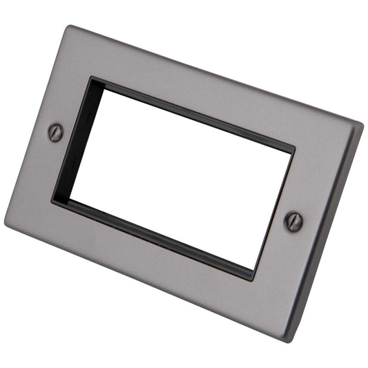 M2 Decorative 2 Gang 4 Euro Module Front Plate Black Insert Gunmetal