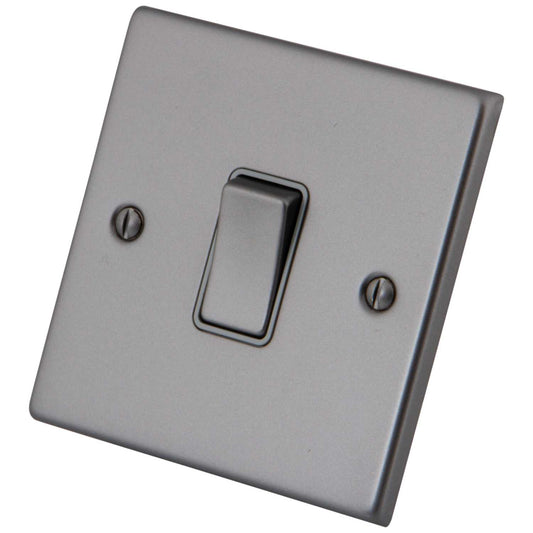 M2 Decorative 10A 1 Gang 2 Way Light Switch Grey Insert Gunmetal