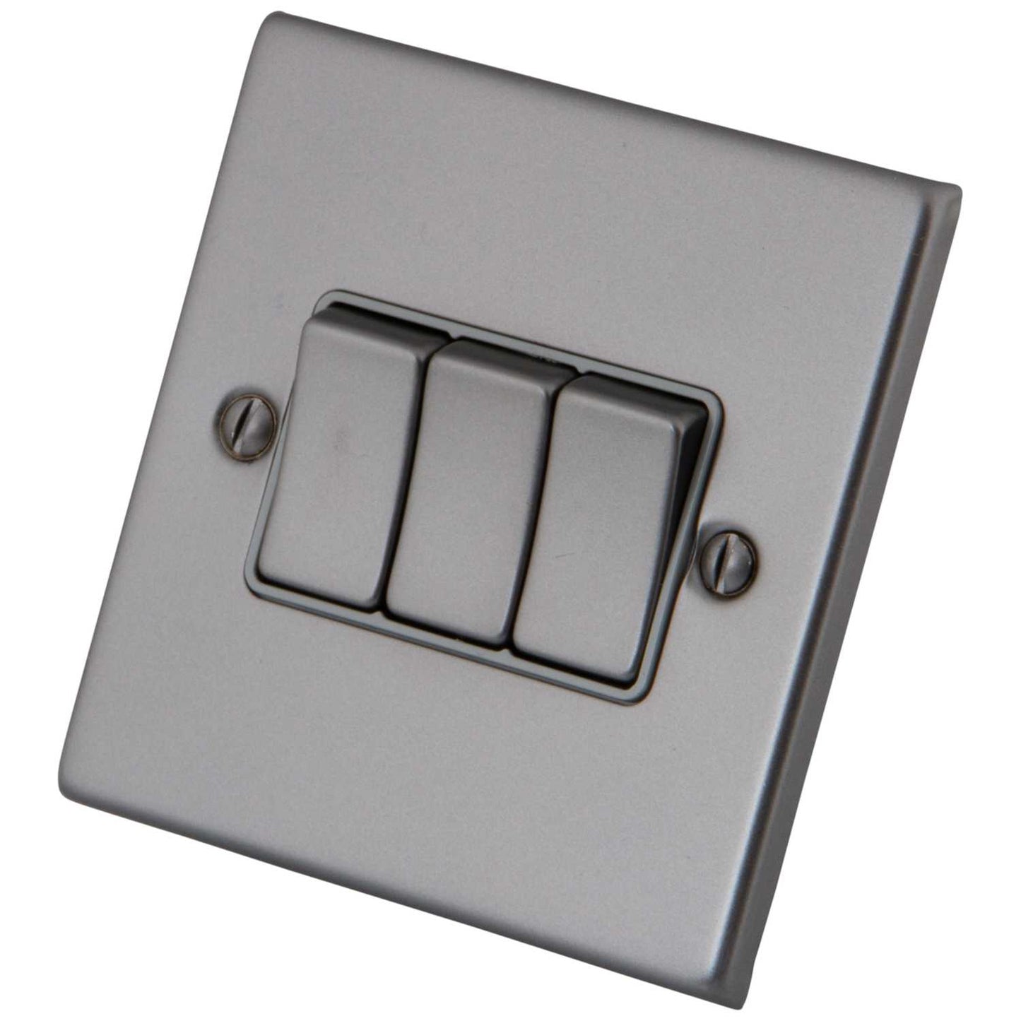 M2 Decorative 10A 3 Gang 2 Way Light Switch Grey Insert Gunmetal