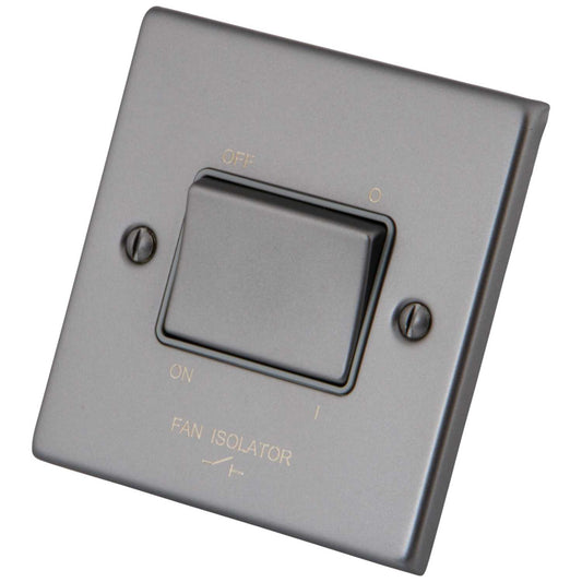 M2 Decorative 10A Triple Pole Fan Isolator Grey Insert Gunmetal