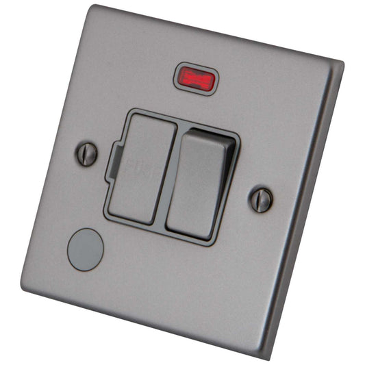 M2 Decorative 13A Switched Fused Spur with Neon F/Outlet Grey Insert Gunmetal