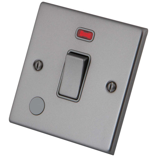M2 Decorative 20A DP Switch with Neon and Flex Outlet Grey Insert Gunmetal