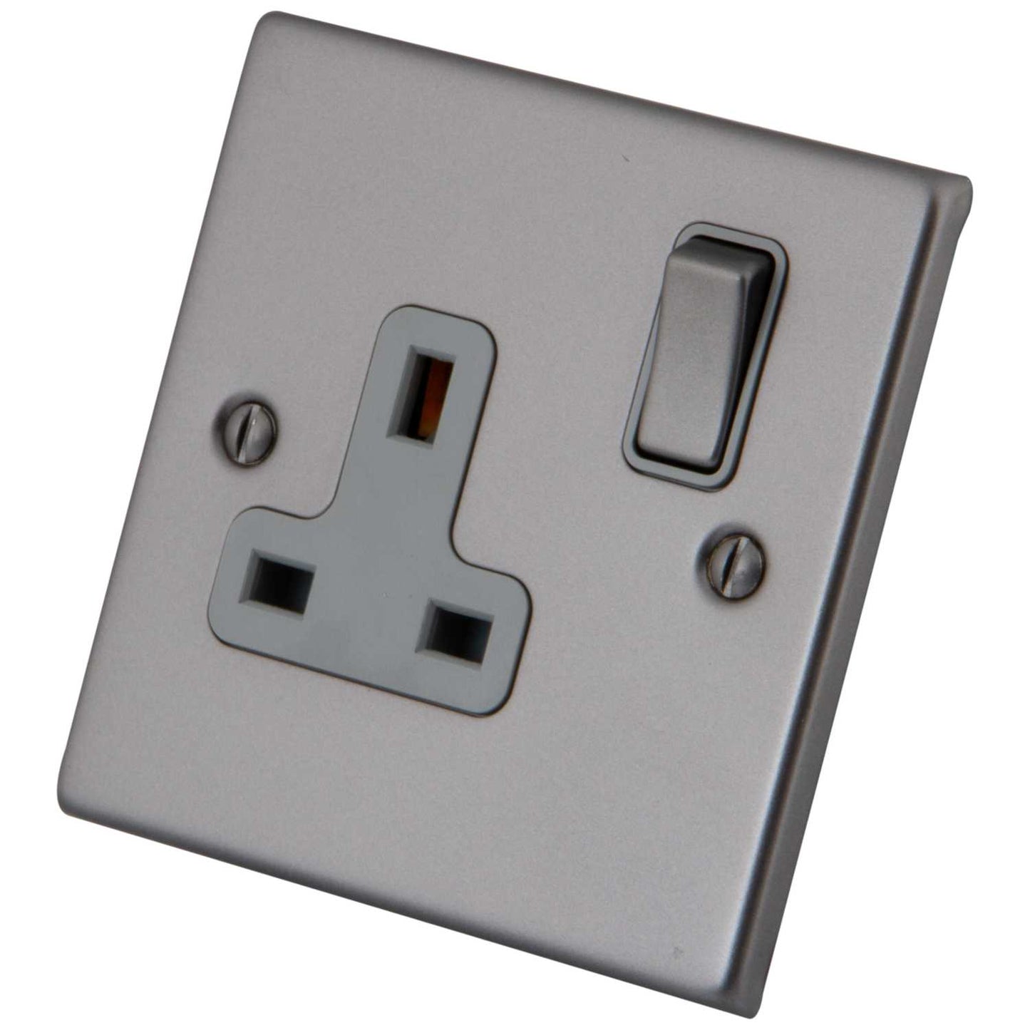 M2 Decorative 13A 1 Gang Switched Socket Grey Insert Gunmetal