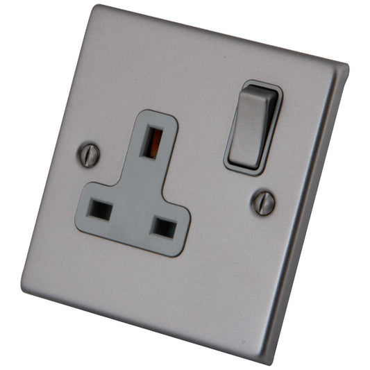 M2 Decorative 13A 1 Gang Switched Socket Grey Insert Gunmetal