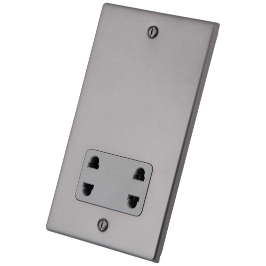 M2 Decorative Dual Voltage Shaver Socket Grey Insert Gunmetal