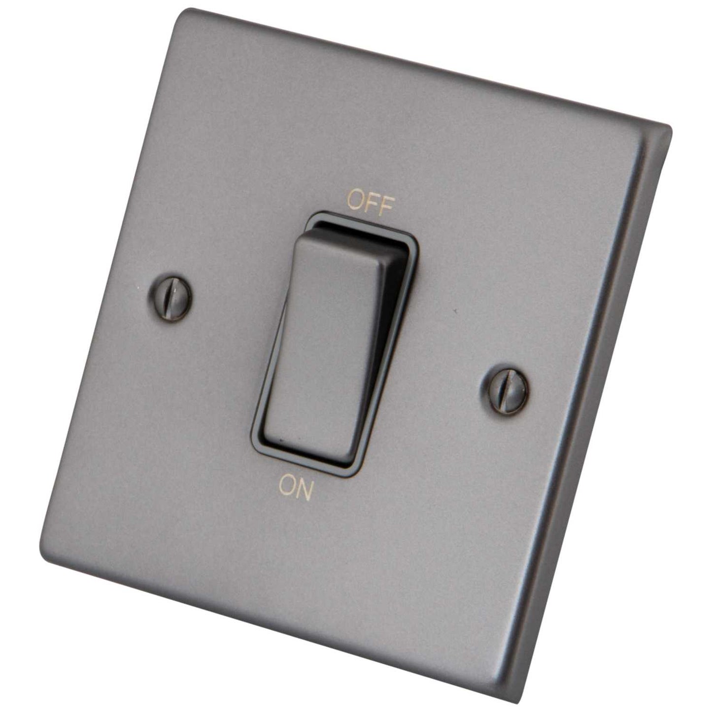 M2 Decorative 45A DP 1 Gang Switch Grey Insert Gunmetal