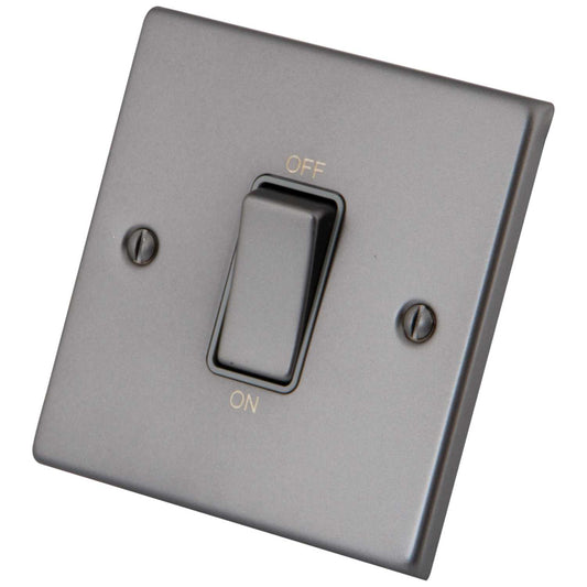 M2 Decorative 45A DP 1 Gang Switch Grey Insert Gunmetal