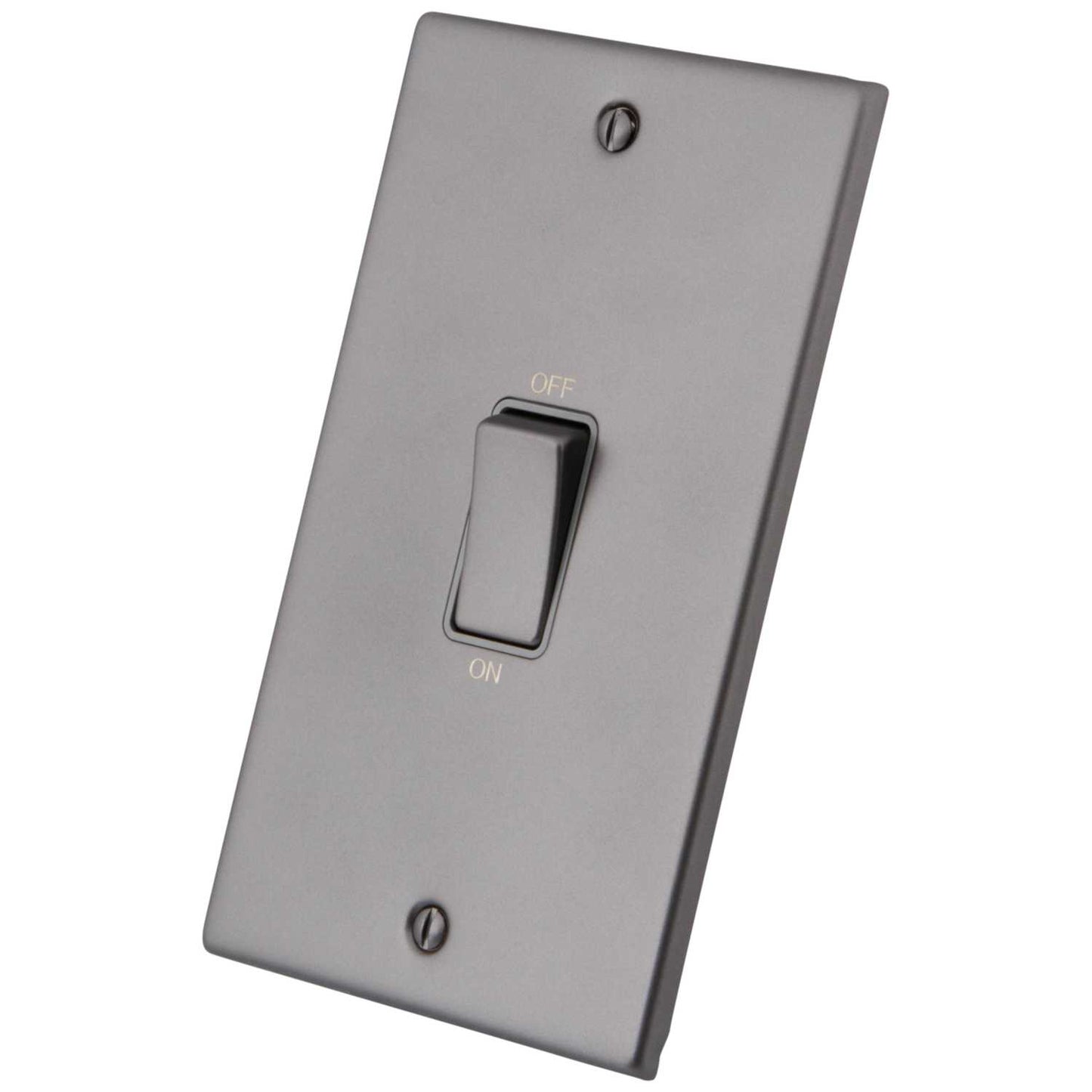 M2 Decorative 45A DP 2 Gang Vertical Switch Grey Insert Gunmetal