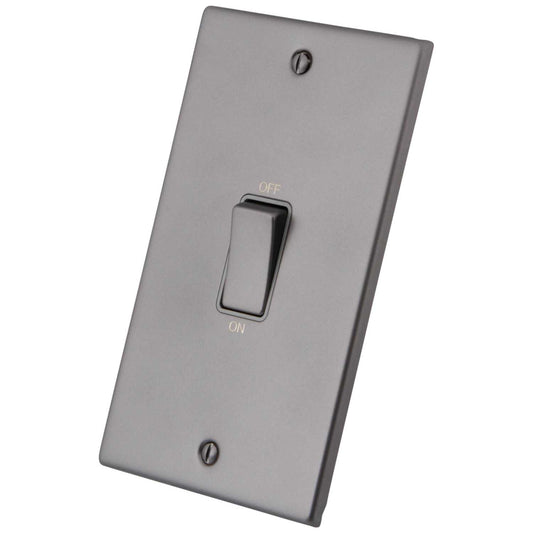 M2 Decorative 45A DP 2 Gang Vertical Switch Grey Insert Gunmetal