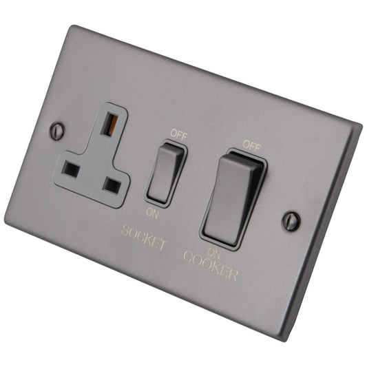 M2 Decorative 45A Cooker Control Unit Grey Insert Gunmetal