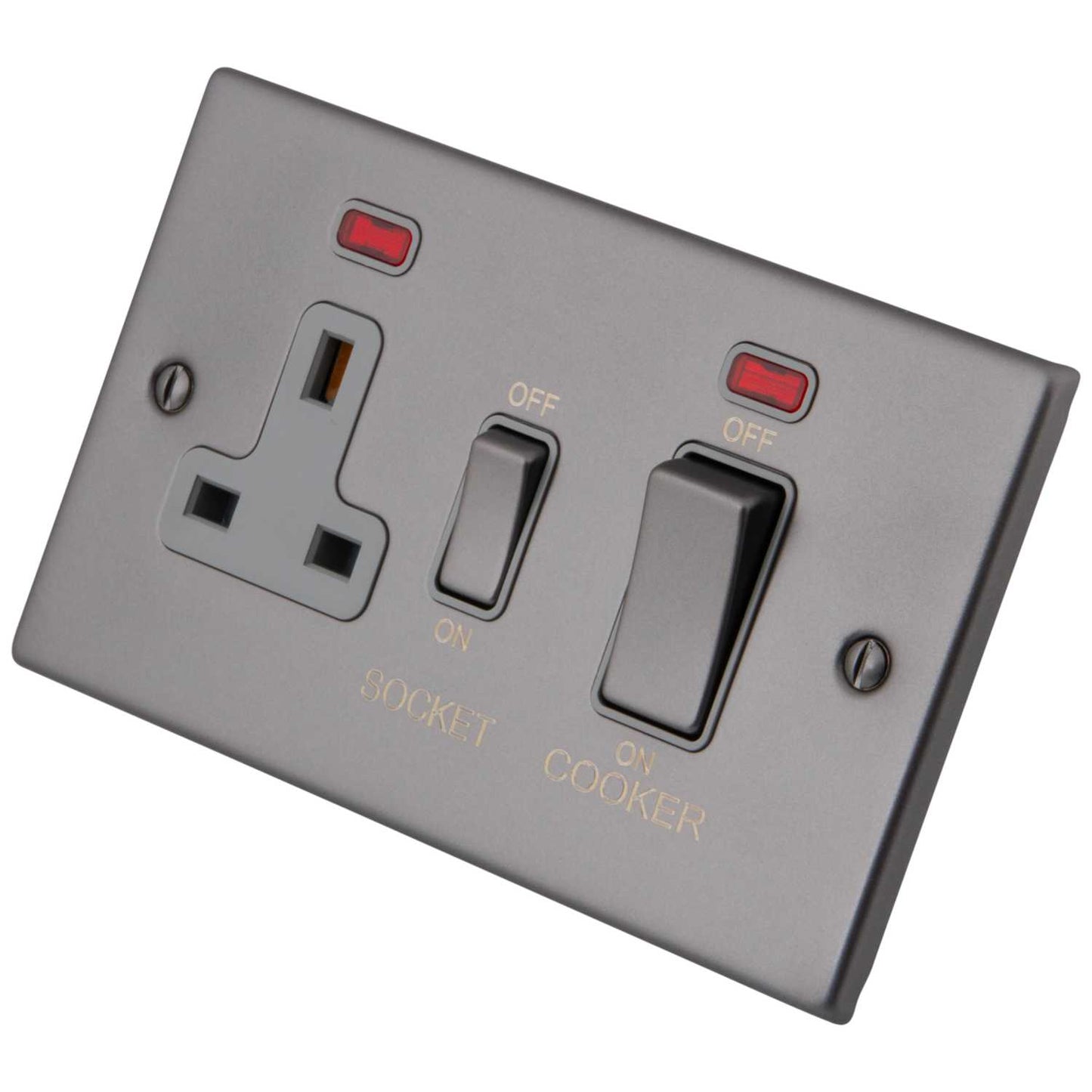 M2 Decorative 45A Cooker Control Unit with Neon Grey Insert Gunmetal