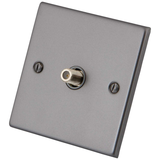 M2 Decorative 1 Gang Satellite Socket Grey Insert Gunmetal