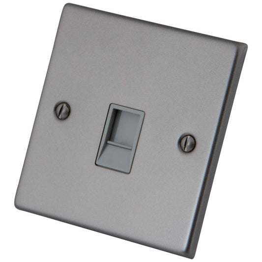 M2 Decorative 1 Gang RJ11 Telephone Socket Grey Insert Gunmetal