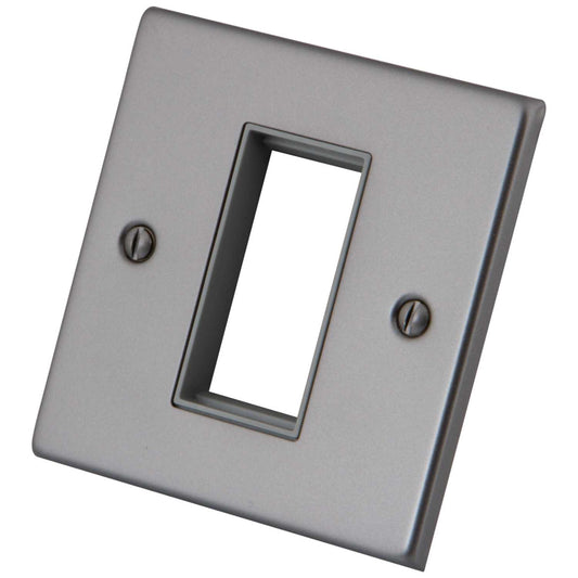 M2 Decorative 1 Gang 1 Euro Module Face Plate Gunmetal Grey Insert