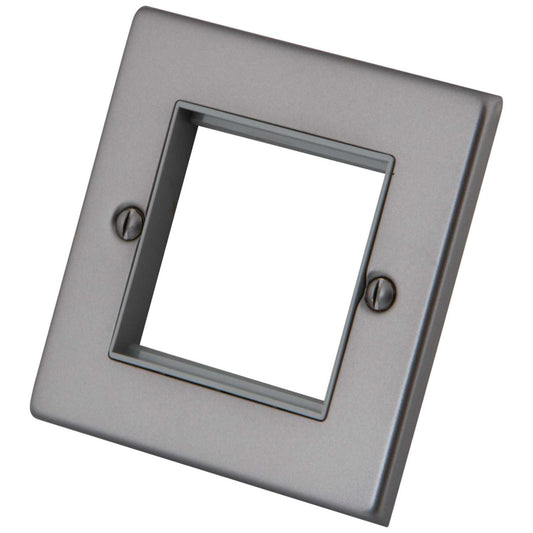 M2 Decorative 1 Gang 2 Euro Module Face Plate Gunmetal Grey Insert