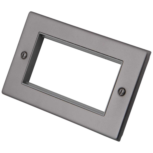 M2 Decorative 2 Gang 4 Euro Module Face Plate Gunmetal Grey Insert