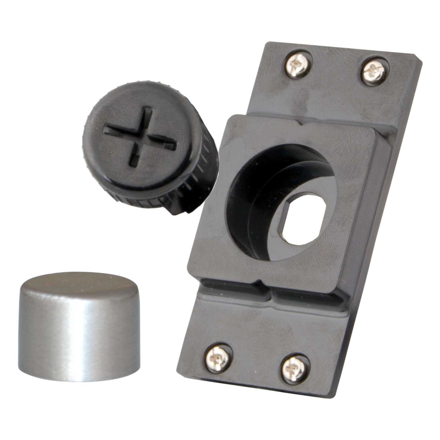 M2 Decorative Dimmer Assembly Module Black with Brushed Stainless Steel Cap