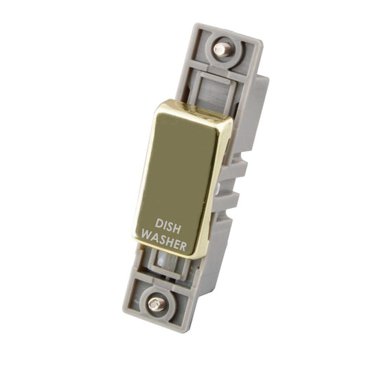M2 Decorative 10A Double Pole Switch Module marked Dish Washer Polished Brass