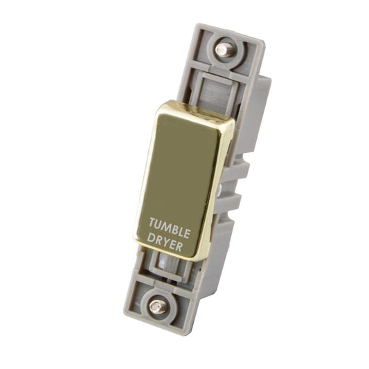 M2 Decorative 10A Double Pole Switch Module marked Tumble Dryer Polished Brass