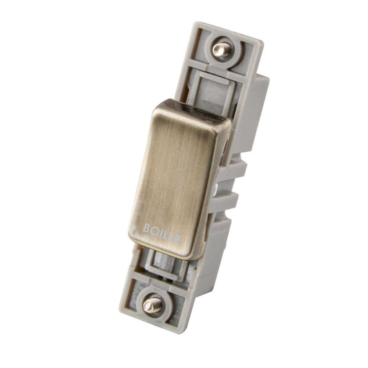 M2 Decorative 10A Double Pole Switch Module marked Boiler Antique Brass