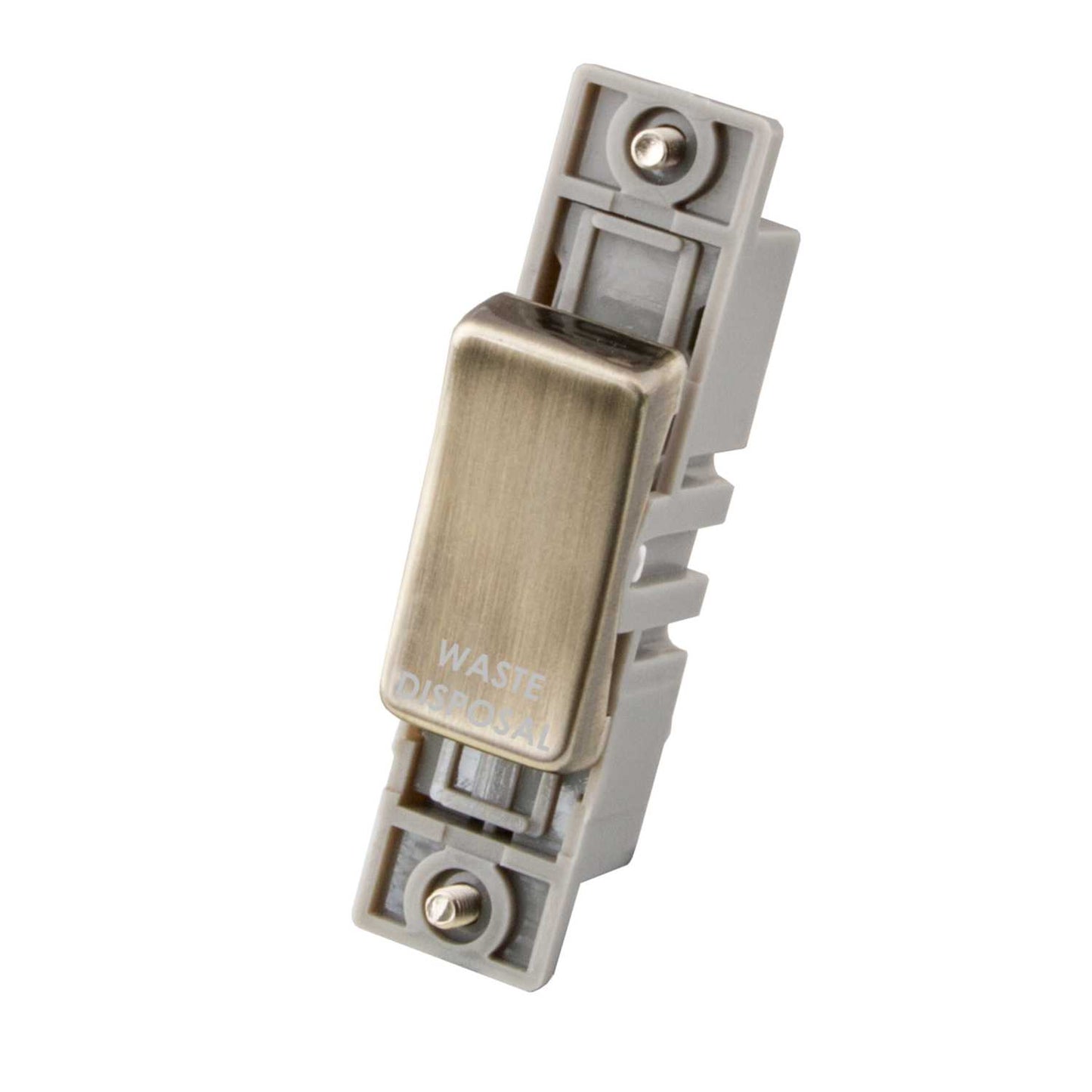 M2 Decorative 10A Double Pole Switch Module marked Waste Disposal Antique Brass