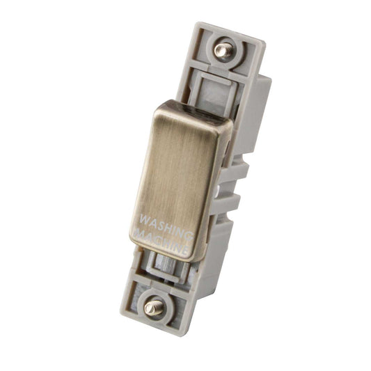 M2 Decorative 10A Double Pole Switch Module marked Washing Machine Antique Brass