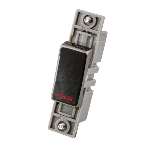 M2 Decorative 10A Double Pole Switch Module marked Boiler Black Nickel