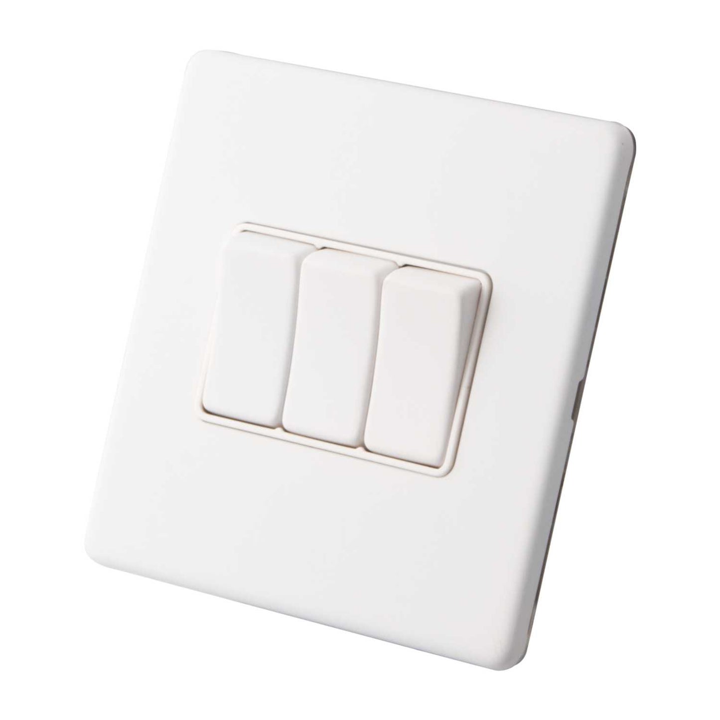 M2 Decorative Screwless 10A 3 Gang 2 Way Light Switch White Insert Painted Matt White