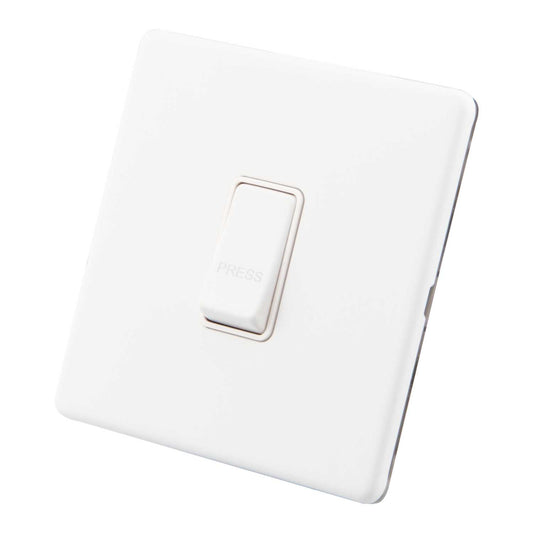 M2 Decorative Screwless 10A 1 Gang 2 Way Retractive Switch White Insert Painted Matt White