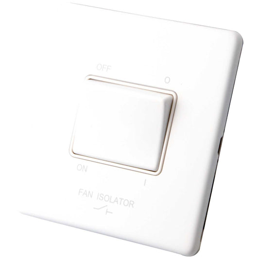 M2 Decorative Screwless 6A Triple Pole Fan Isolator White Insert Painted Matt White
