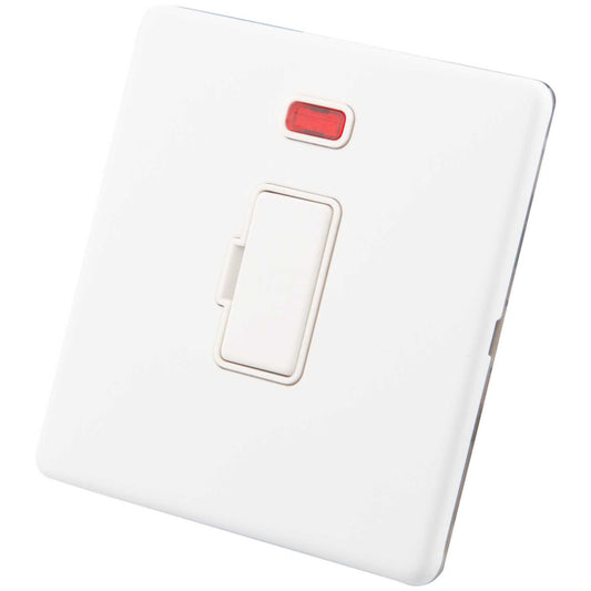 M2 Decorative Screwless 13A Unswitched Fused Spur with Neon White Insert Painted Matt White
