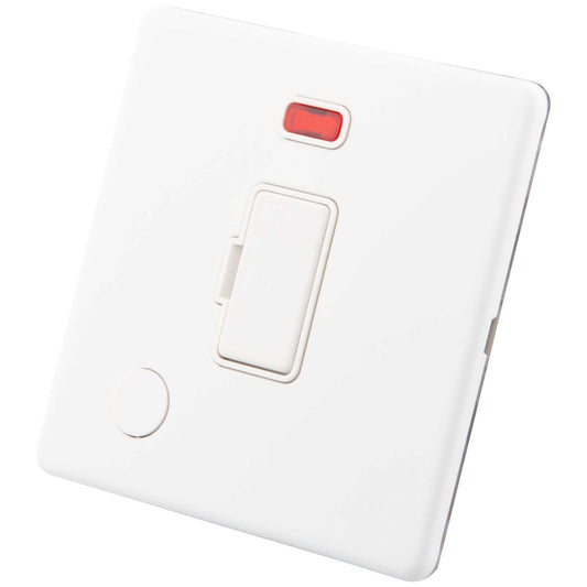 M2 Decorative Screwless 13A Unswitched Fused Spur with Neon and F/Outlet White Insert Painted Matt White