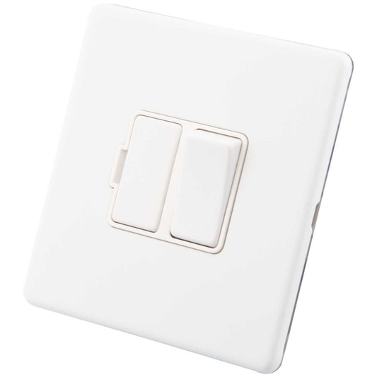 M2 Decorative Screwless 13A Switched Fused Spur White Insert Painted Matt White