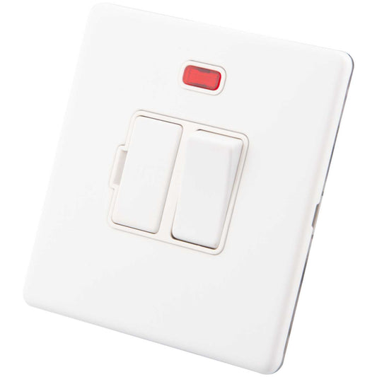 M2 Decorative Screwless 13A Switched Fused Spur with Neon White Insert Painted Matt White