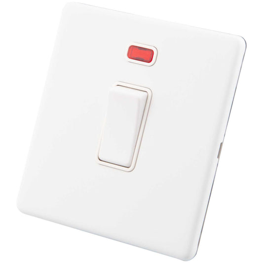 M2 Decorative Screwless 20A DP Switch with Neon White Insert Painted Matt White