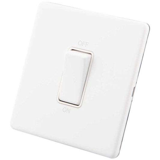 M2 Decorative Screwless 45A DP 1 Gang Switch White Insert Painted Matt White
