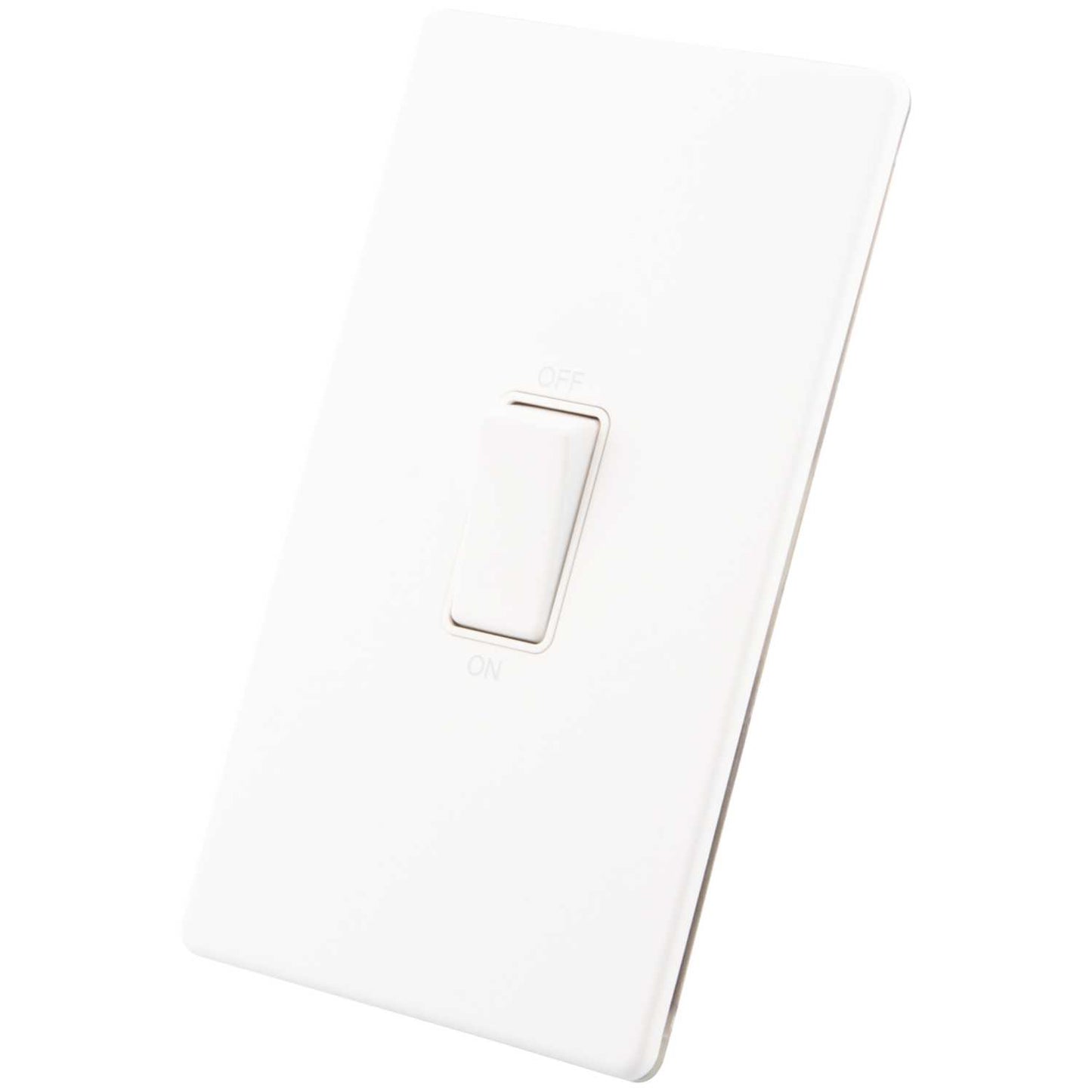 M2 Decorative Screwless 45A DP 2 Gang Vertical Switch White Insert Painted Matt White