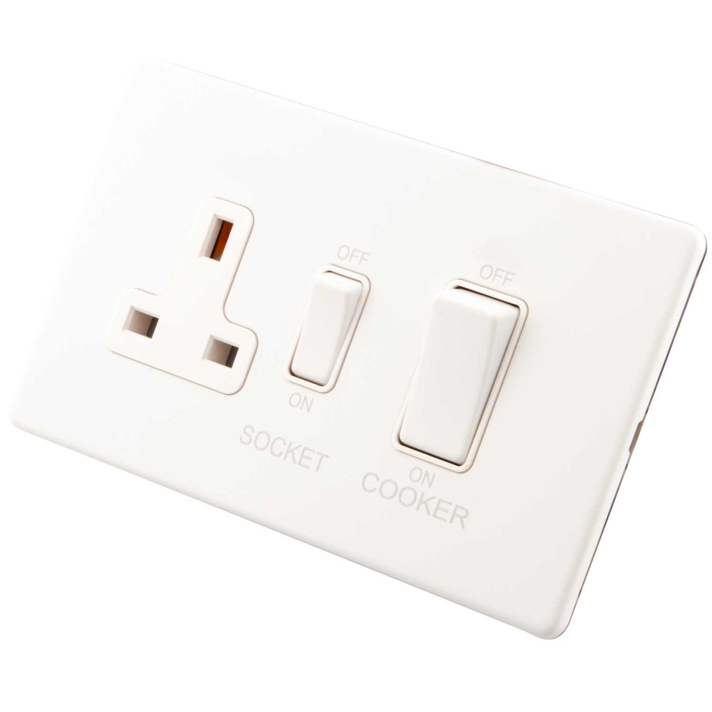 M2 Decorative Screwless 45A Cooker Control Unit White Insert Painted Matt White