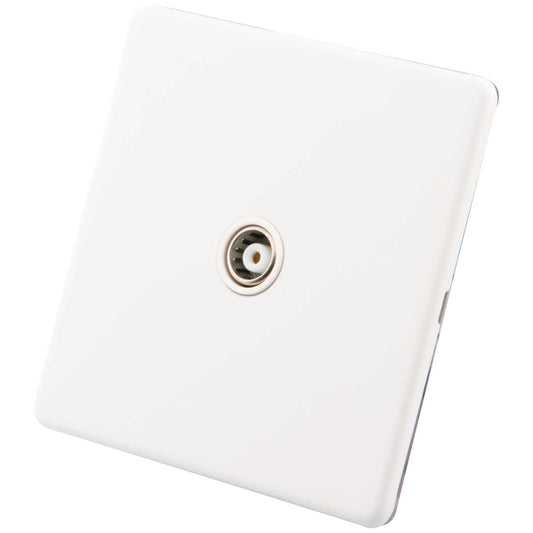 M2 Decorative Screwless 1 Gang Coaxial Socket White Insert Painted Matt White