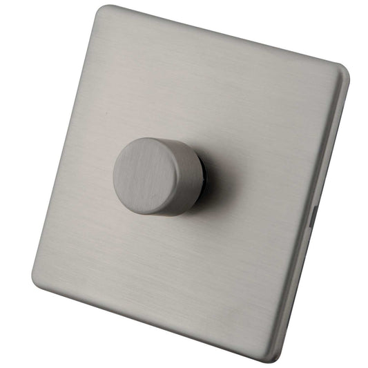 M2 Decorative Screwless 400W 1 Gang 2 Way Dimmer Brushed Stainless Steel