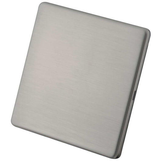 M2 Decorative Screwless 1 Gang Blank Plate Brushed Stainless Steel