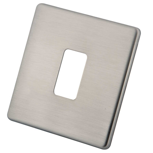 M2 Decorative Screwless 1 Gang Grid Front Plate Brushed Stainless Steel