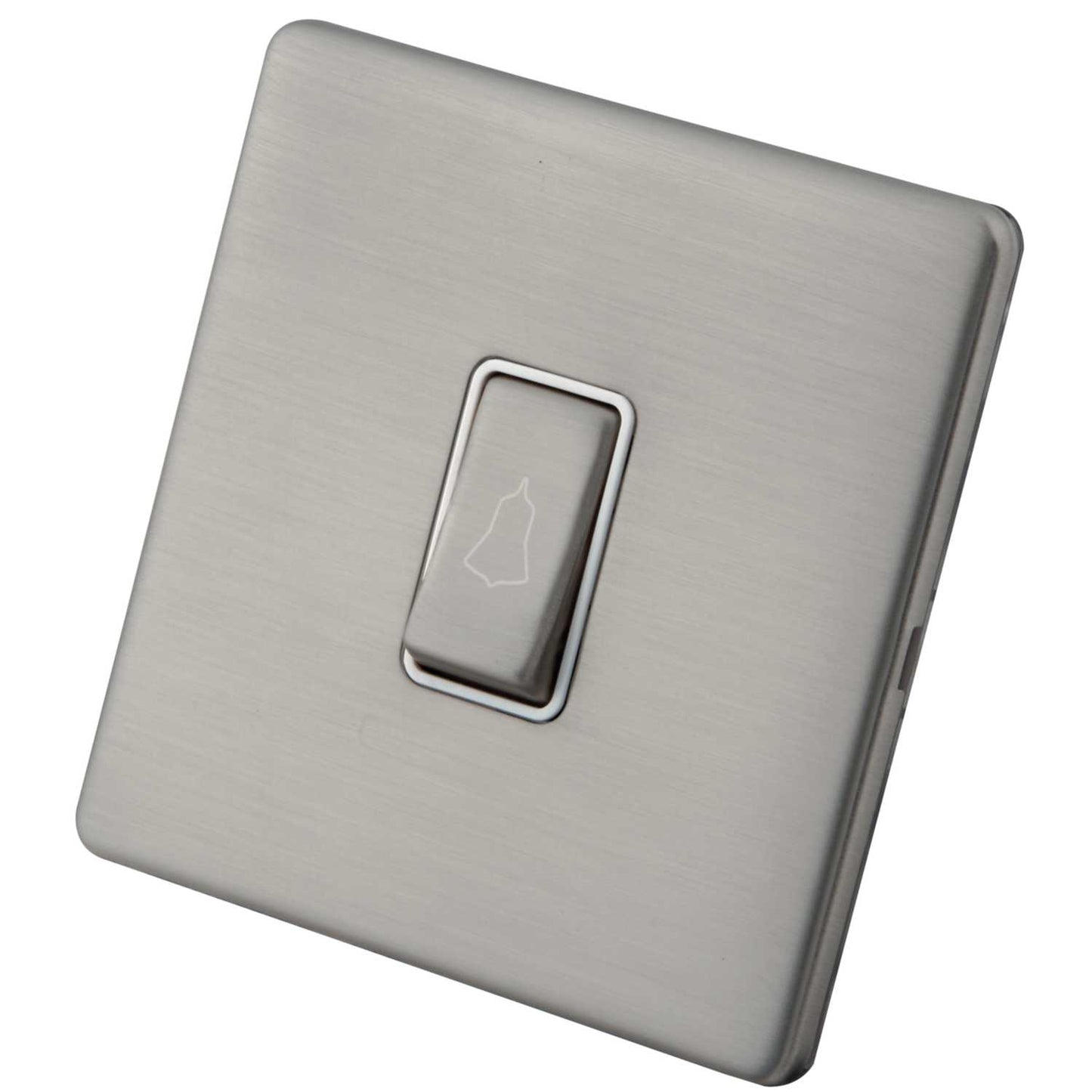 M2 Decorative Screwless 10A 1 Gang Retractive Switch White Insert Brushed Stainless Steel